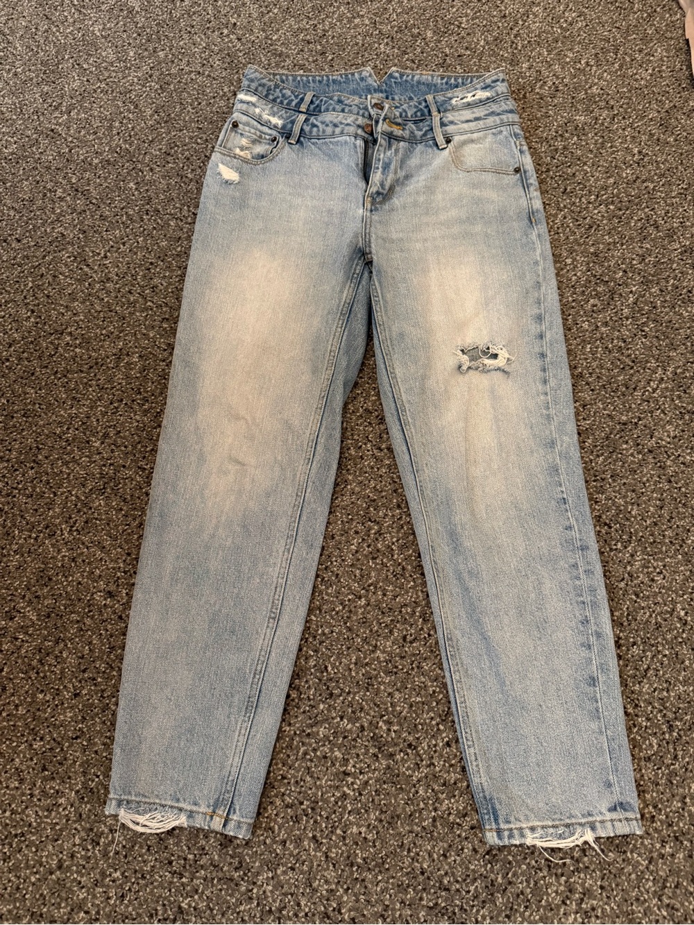 sass & bide Light Blue Straight Leg Jeans with Distressing